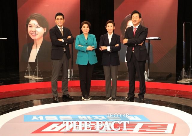 후보들은 부동산·교육정책 공약을 놓고 치열하게 토론했다. 국민의힘 토론평가단은 나경원 예비후보를 승자로 결정했다. /국회사진취재단