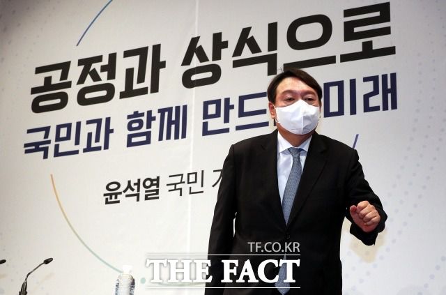 윤석열 전 검찰총장은 이날 검찰총장 시절 문재인 정부의 검찰개혁에 대한 견해를 밝히기도 했다. /이선화 기자