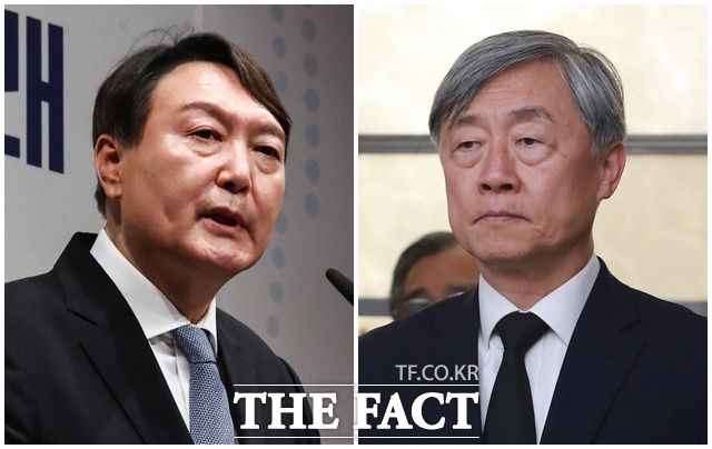 야권 대선주자인 윤석열(왼쪽) 전 검찰총장과 최재형 전 감사원장이 21일 대법원이 '드루킹 댓글조작'에 공모한 혐의 등으로 재판에 넘겨진 김경수 경남도지사의 유죄를 확정한 데 대해 존중의 뜻을 밝혔다. /남윤호·이선화 기자