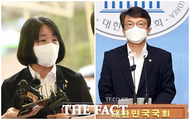 민주당은 각 상임위원회에 범여권 인사를 야당 몫 안건조정위원으로 내세워 야당의 견제 장치를 무력화 했다. 안건조정위원으로 참여한 무소속 윤미향 의원(왼쪽)과 김의겸 얼린민주당 의원. /이선화·이동률 기자