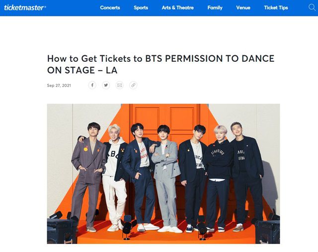 미국 티켓 예매 업체 티켓마스터에는 BTS 콘서트 관람을 원하는 수요자들 사이에 리셀 티켓(기존 티켓 구입자가 자유롭게 재판매)에 대한 관심 증폭으로 최소 서너 배에서 최대 수십 배까지 치솟았다. /티켓마스터 캡처