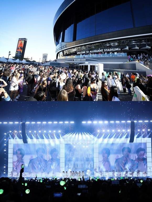 공연이 시작되고 방탄소년단은 오래 기다려온 팬들의 설렘과 기대를 완벽히 채워줬다. 이 순간은 아미만이 아니라 방탄소년단 역시 간절히 바랐다. 제이홉은 "여기는 사막에 있는 도시인데, 바다에 온 기분 이거 뭐죠? 여러분들의 웨이브를 보고 정말 감동받았다"고 소감을 전했다. /빅히트 뮤직 제공