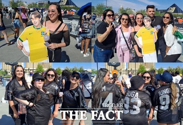 공연장 주변은 오후 2시경부터 이미 팬들로 북적였다. 한눈에 봐도 인종, 나이, 성별 모두 다양했다. 다들 기다림에 지치기보다는 그마저도 즐기는 듯한 모습이었다. /사진=라스베이거스(미국) 정병근 기자