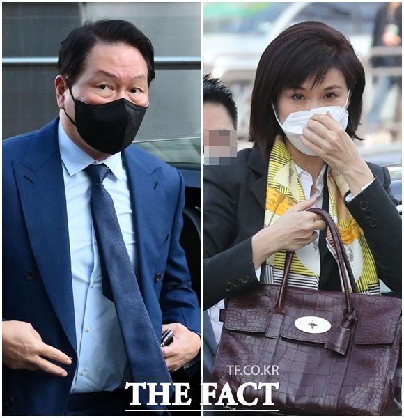 서울가정법원 가사합의2부(김현정 부장판사)는 이달 6일 최태원(왼쪽) SK 회장과 노소영 아트센터나비 관장의 이혼 소송 선고기일을 열고 청구를 인용했다. /더팩트DB