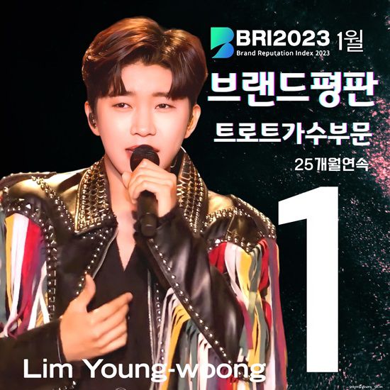 임영웅은 이날 한국기업평판연구소가 발표한 트로트 가수 브랜드 평판 2023년 1월 빅데이터 분석 1위를 차지했다. 이는 25개월 연속 1위 기록이다. /영웅시대 제공