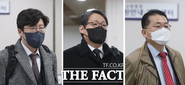 김학의 전 법무부 차관에 대한 출국금지 조치 당시 실무를 맡았던 이규원(왼쪽부터) 검사, 이광철 전 청와대 민정비서관, 차규근 전 법무부 출입국외국인정책본부 본부장. /뉴시스