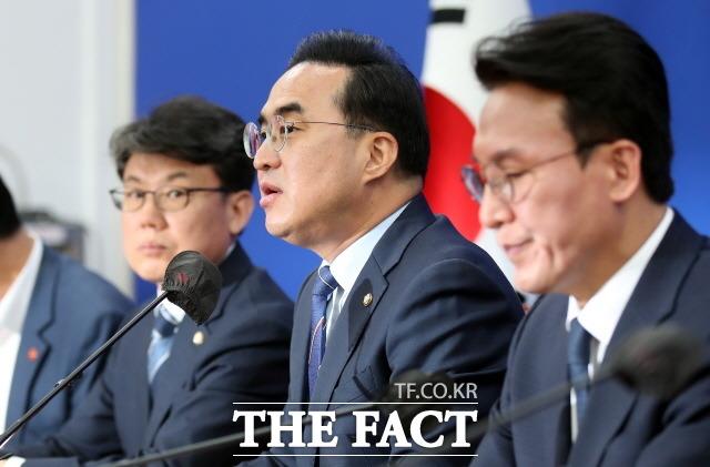 박홍근 더불어민주당 원내대표는 27일 한·미 정상회담 결과가 기대에 미치지 못한다고 혹평했다. 이날 오전 서울 여의도 국회에서 열린 정책조정회의에서 발언하는 박 원내대표. /뉴시스