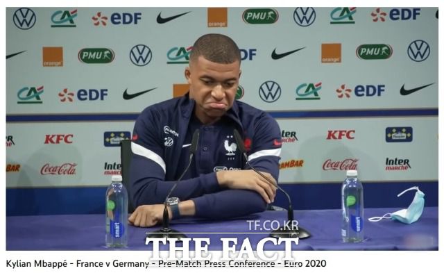 문제의 쇼츠가 차용한 원본 영상. 2021년 6월 13일 '유로 2020' 독일과 조별리그 1차전을 앞두고 진행한 음바페의 기자회견 영상이다. /유투브 채널 'BeanymanSports3' 갈무리