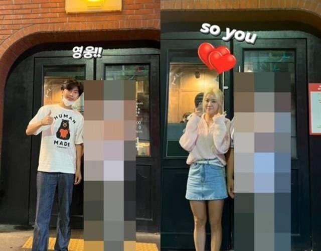 가수 임영웅(왼쪽)과 소유의 열애설은 제주의 한 식당 관계자가 올린 '식당 방문' 인증 사진으로 인해 불거졌다. /온라인 커뮤니티 캡처