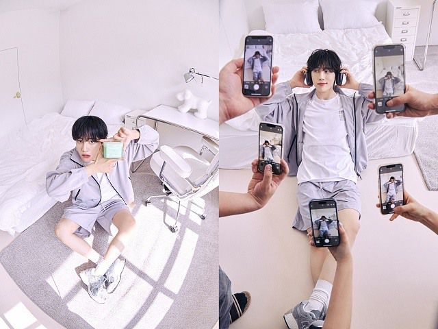 뷰티 브랜드 메디힐은 브랜드 모델 보이그룹 '더보이즈' 선우를 SNS에서 유행하는 구도로 찍은 사진을 공개했다. /메디힐샵 홈페이지