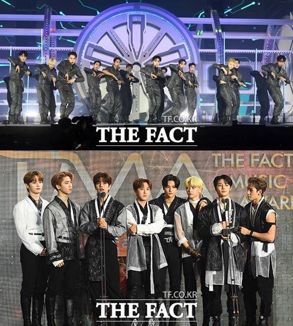 세븐틴(위)과 스트레이 키즈가 '2023 더팩트 뮤직 어워즈'에서 글로벌 인기를 또 한번 이어간다. /더팩트 DB
