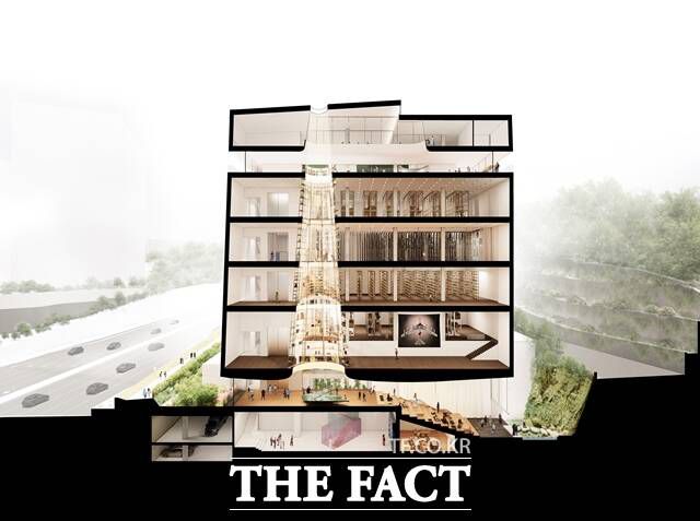 서리풀 보이는 수장고 국제설계공모 최종 당선작에 스위스 헤르조그 앤 드뫼롱 작품이 최종 선정됐다. 당선작 조감도의 내부 모습. /서울시