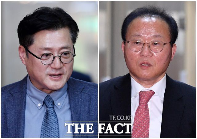 9일 여야는 이태원참사 특별법 수정안을 두고 막판 협상을 이어갔으나 합의에 이르지 못했다. 홍익표 더불어민주당 원내대표(왼쪽)와 윤재옥 국민의힘 원내대표. /남용희 기자