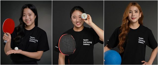 탁구 신유빈(왼쪽부터), 배드민턴 안세영, 골볼 김희진 등도 '팀 삼성 갤럭시' 선수 명단에 이름을 올렸다. /삼성전자