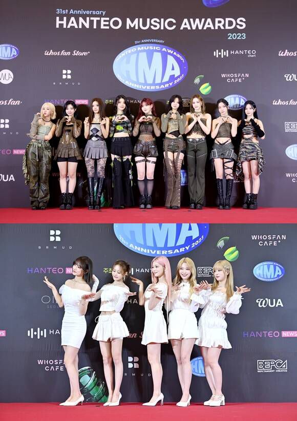 그룹 케플러(위)와 빌리는 이번 시상식에서 각가 파퓰러 글로벌 그룹상과 한터 초이스 K팝 피메일 아티스트상을 받았다. /한터글로벌