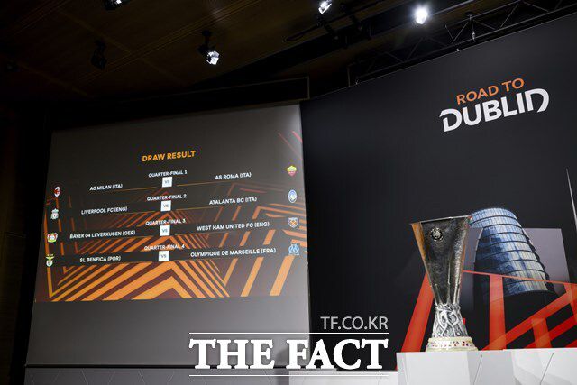 15일 확정된 UEFA 유로파리그 8강 대진표./니옹=AP.뉴시스