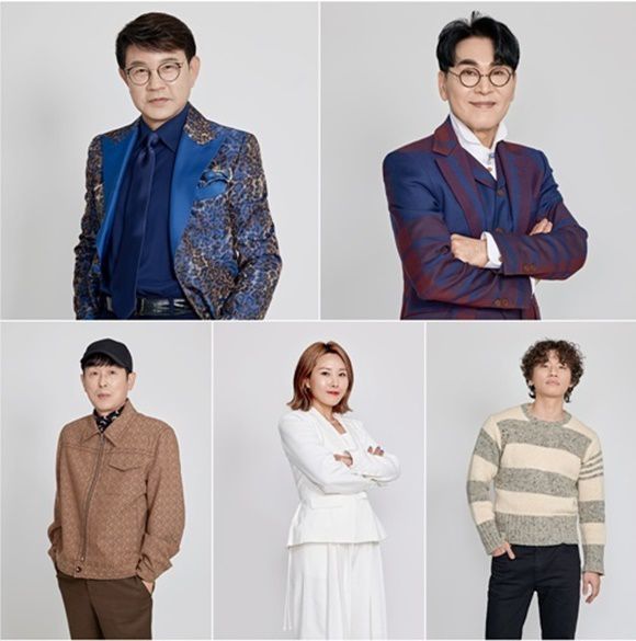 '한일가왕전' 한국 심사위원으로 설운도 조항조 대성 신봉선 윤명선(왼쪽 위부터 시계방향)이 활약한다. /MBN