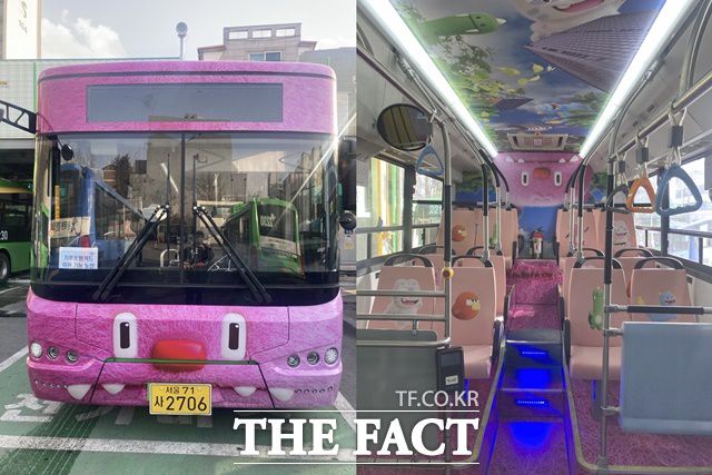 차량 외부와 내부까지 펀(Fun) 디자인을 적용한 해치버스는 지난달 30일부터 남산 일대를 달리고 있다. /서울시