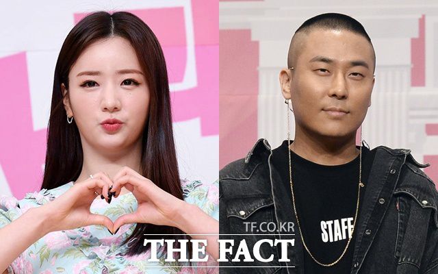 그룹 에이핑크 멤버 윤보미(왼쪽)와 프로듀서 라도가 교제 중이다. /더팩트 DB, 뉴시스