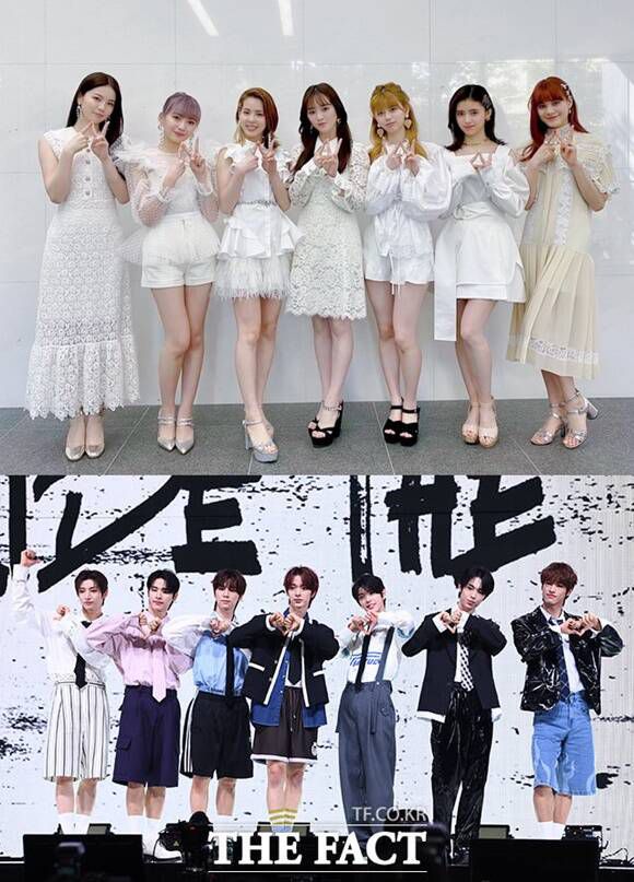 그룹 니쥬(위)와 넥스지는 JYP엔터테인먼트와 일본 소니뮤직이 합작해 만든 오디션 프로그램 '니지 프로젝트'를 통해 탄생했다. /JYP엔터테인먼트, 더팩트 DB