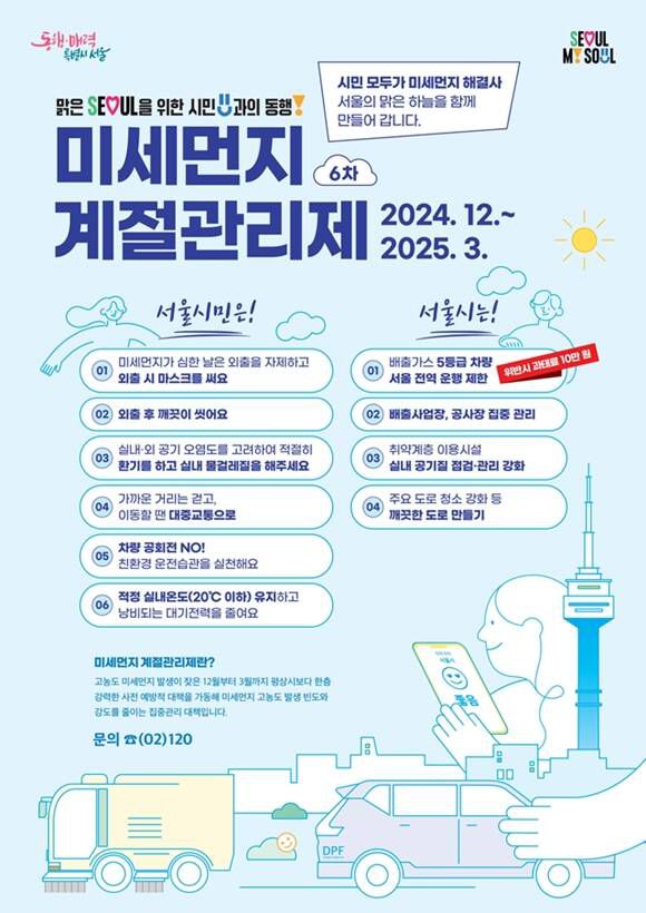 서울시는 '미세먼지 계절관리제'를 내년 3월 31일까지 시행한다고 2일 밝혔다. /서울시