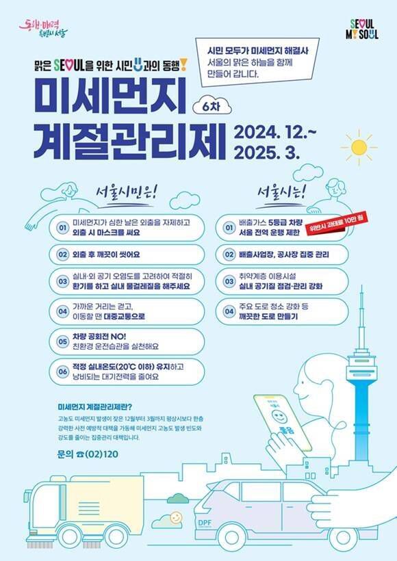 서울시는 '미세먼지 계절관리제'를 내년 3월 31일까지 시행한다. /서울시