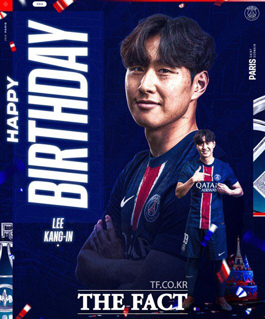 이강인의 스물네 번째 생일을 축하하고 있는 PSG SNS. 2001년 2월 19일생인 이강인은 이날 브레스트와 2024~2025 UCL 16강 플레이오프 2차전에 교체멤버로 30분 동안 활약했다./PSG