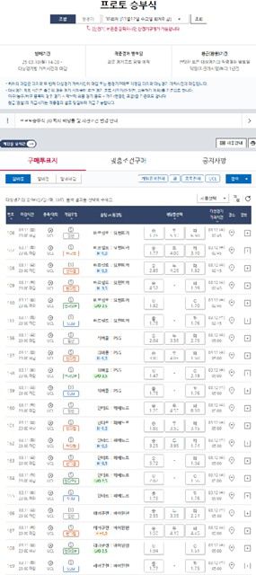프로토 승부식 30회차 대상 경기 및 게임 일정