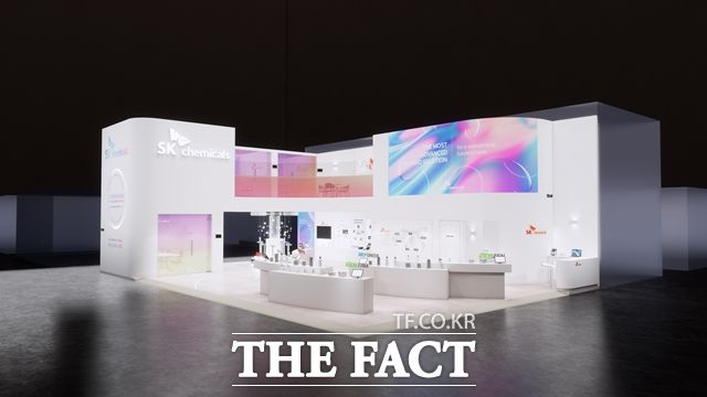 롯데케미칼과 SK케미칼 등 국내 주요 석유화학 기업들이 아시아 최대 플라스틱 산업 전시회인 '차이나플러스 2025'에 총출동했다. SK케미칼 차이나플러스 2025 참가 부스 조감도. /SK케미칼