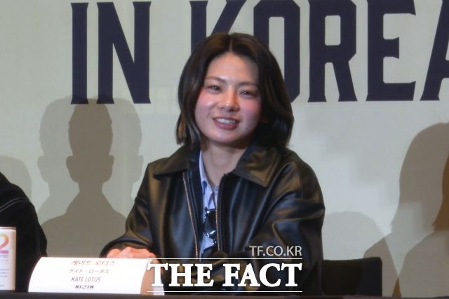 케이트 로터스가 16일 인천 중구 운서동 파라다이스시티에서 열린 '라이진 월드 시리즈 인 코리아' 기자회견에 참석해 질의응답에 앞서 정면을 바라보고 있다. / 이상빈 기자