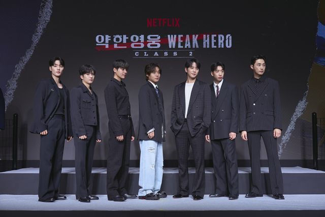 배우 이민재 최민영 려운 박지훈 이준영 유수빈 배나라(왼쪽부터)가 넷플릭스 시리즈 '악한영웅2'에 관한 다양한 이야기를 전했다. /넷플릭스