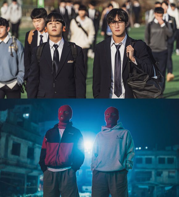 배우 이정하와 김도완이 'ONE : 하이스쿨 히어로즈'에서 각각 김의겸과 강윤기 역할을 맡아 활약한다. /웨이브