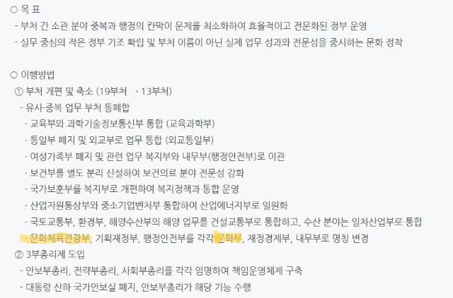 이준석 후보의 문화부 공약. '체육'을 빼겠다는 내용이다. l 중앙선거관리위원회