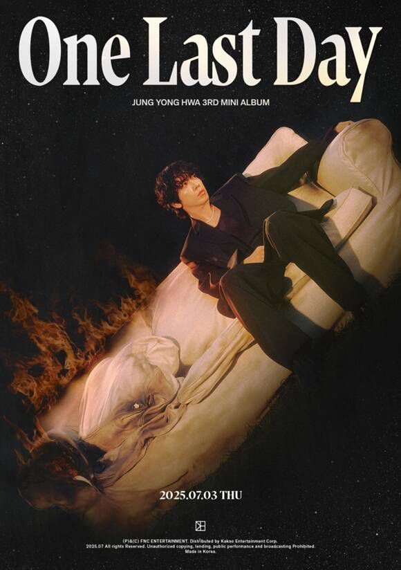 밴드 씨엔블루 정용화의 미니 3집 앨범 'One Last Day' 포스터가 공개됐다. /FNC엔터테인먼트
