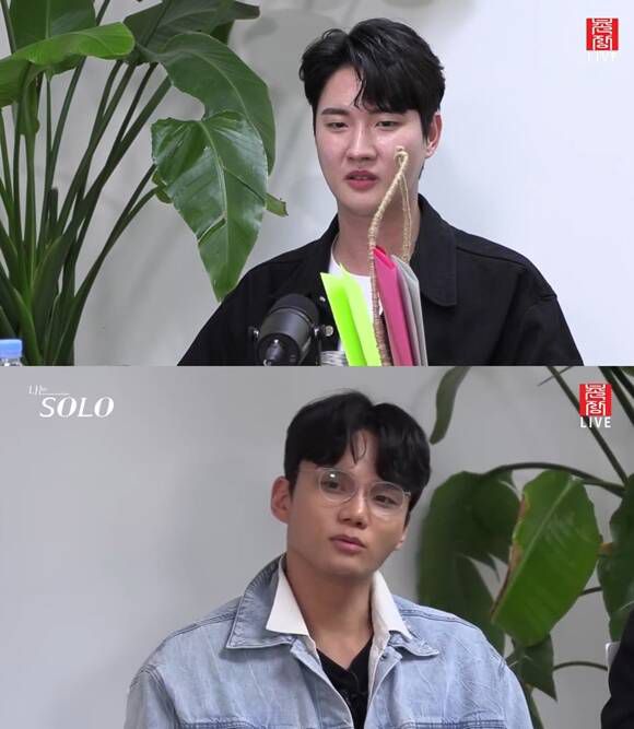 '나는 SOLO' 13기 상철(위)과 영수가 유튜브 라이브 방송을 통해 자신을 둘러싼 의혹에 해명했다. /유튜브 영상 캡처