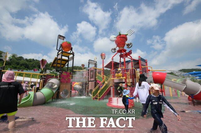논산시 딸기향테마공원 물놀이장이 3일 개장했다. /논산시