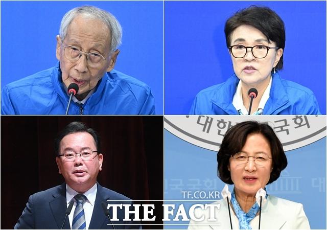 (왼쪽부터) EU 특사단장 윤여준, 프랑스 특사단장 강금실, 영국 특사단장 추미애, 인도 특사단장 김부겸. /더팩트 DB