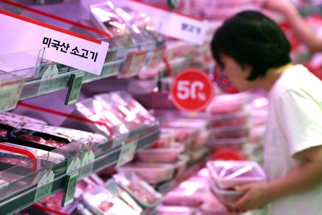 지난달 29일 서울 시내 한 대형마트에서 시민이 소고기를 살펴보고 있다. / 뉴시스