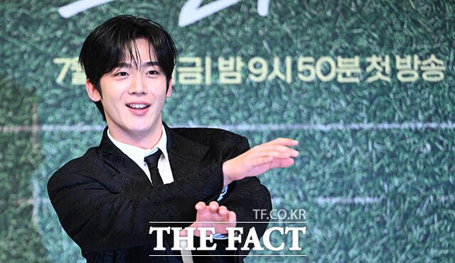 배우 김요한이 '트라이: 우리는 기적이 된다' 제작발표회에서 윤계상과 호흡을 맞춘 소감을 들려줬다. /박헌우 기자