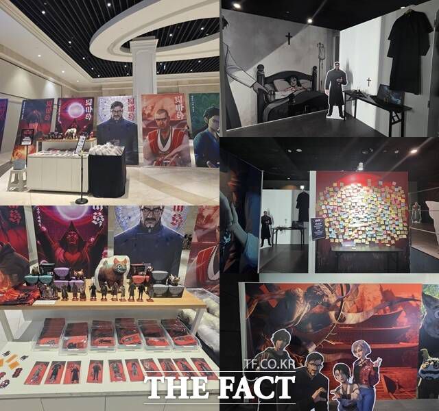 '퇴마록'은 미니 전시를 비롯해 굿즈 팝업과 컬래버 카페, 필름한잔 등 작품 속 세계로 이끄는 여러 콘텐츠를 롯데시네마 월드타워에서 선보이고 있다. /박지윤 기자