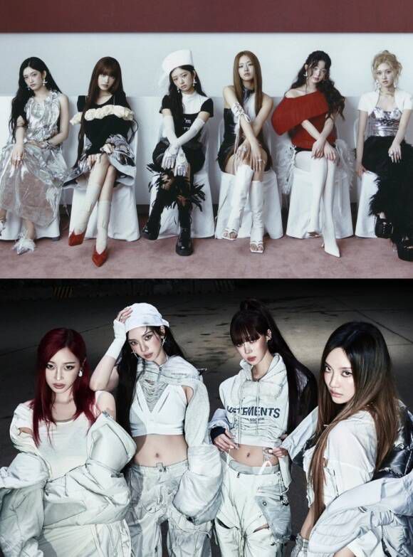 그룹 아이브(위)와 에스파가 해외 시상식 중에서는 '2025 더팩트 뮤직 어워즈'에 가장 먼저 참석해 신곡 무대를 보여줄 예정이다. /스타쉽엔터테인먼트, SM엔터테인먼트