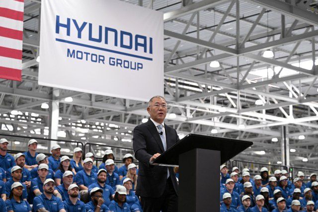 정의선 현대차그룹 회장이 지난 3월 미국 조지아주 현대차그룹 메타플랜트 아메리카(HMGMA) 준공식에서 발언하는 모습. /현대차그룹
