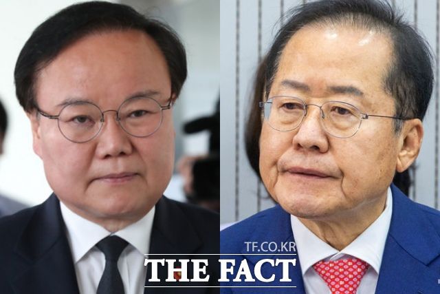 김재원 국민의힘 최고위원(왼쪽), 홍준표 전 대구시장. (사진=더팩트DB)