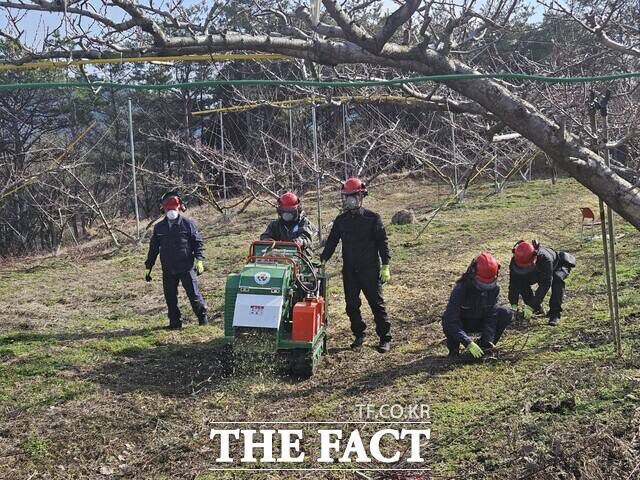 보성군이 영농부산물 파쇄지원단을 운영하고 있다./보성군