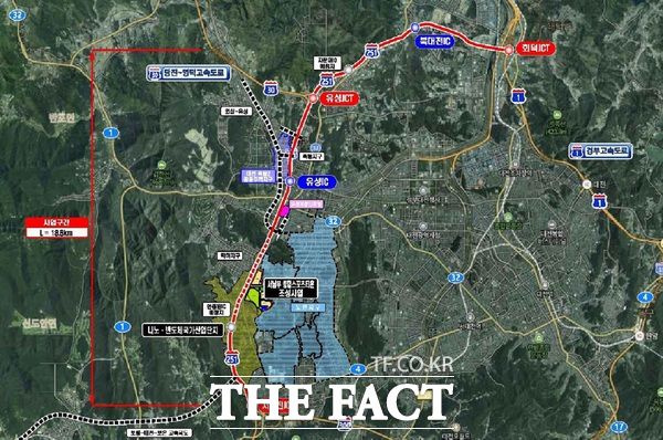 호남고속도로지선 확장 위치도. /대전시