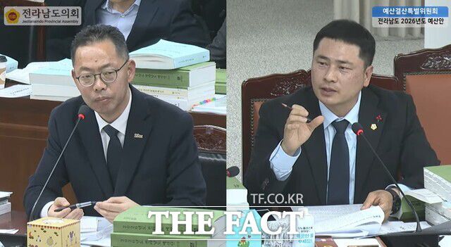 임형석 전남도의회 의원이 3일 전남도 2026년도 예산안 심사에서 윤진호 행정부지사 직무대리에게 청년 창업자에 대한 출산과 육아 지원에 관해 질의하고 있다. /전남도의회