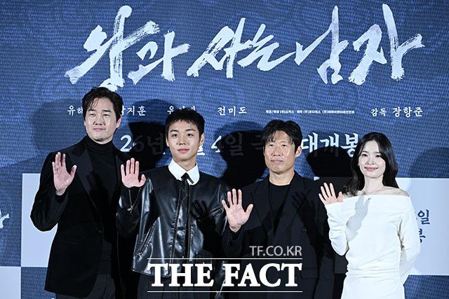 배우 유지태 박지훈 유해진 전미도(왼쪽부터)가 호흡을 맞춘 영화 '왕과 사는 남자'는 오는 2026년 2월 4일 스크린에 걸린다. /남용희 기자