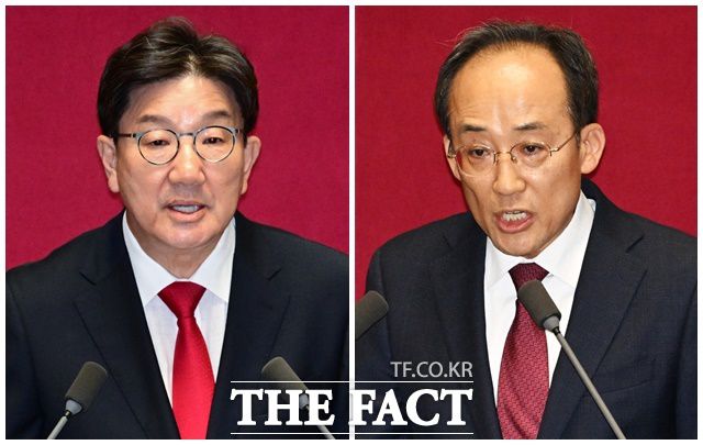 권성동(왼쪽) 국민의힘 의원은 지난 9월 17일 통일교 자금 1억원을 수수한 혐의로 구속됐다. 12·3 비상계엄 당시 계엄해제요구 결의안 표결을 방해한 혐의를 받는 추경호 국민의힘 의원에 대한 구속영장은 기각됐다. /배정한·남윤호 기자