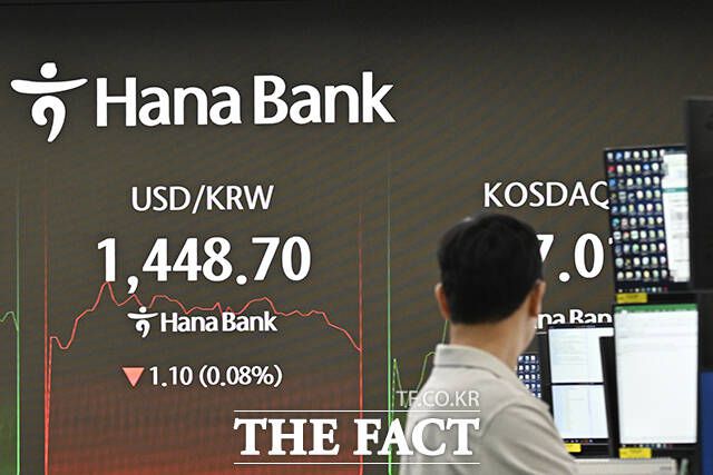 '외환당국 개입에 떨어진 환율' 1440원대 거래 중. /송호영 기자