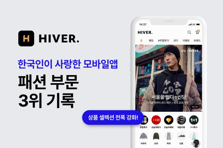 남자쇼핑앱 하이버가 포브스코리아가 발표한 ‘2023 한국인이 사랑한 모바일앱 200’에 패션 부문 3위, 전체 53위에 선정됐다.